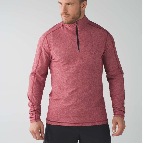 Lululemon Surge Warm 1/2 Zip *Silver Heathered Prep Red Large - Picture 1 of 6